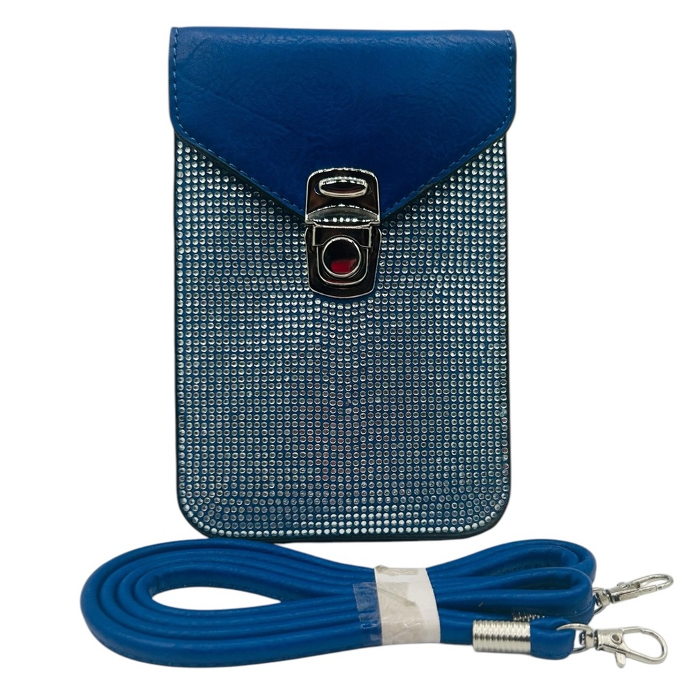 NWT Rhinestone Navy Blue Cell Phone Crossbody Bag